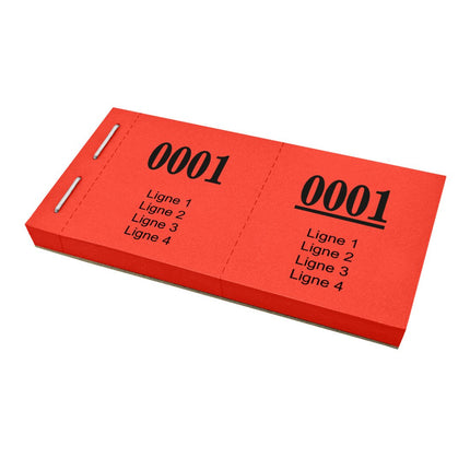 Bloc vendeur avec 4 lignes de texte à personnaliser - 1000 tickets