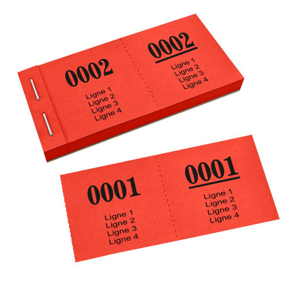 Carnet de tickets vestiaire avec 4 lignes de texte à personnaliser - 1000 tickets