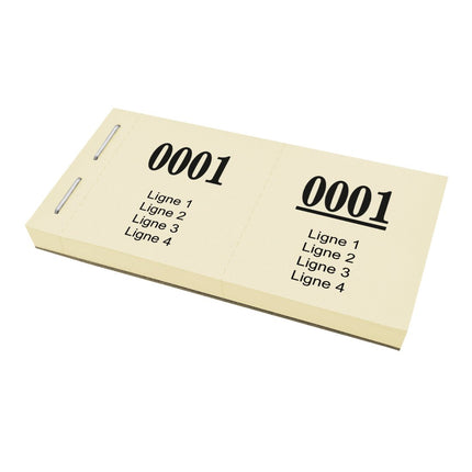Carnet de tickets vestiaire avec 4 lignes de texte à personnaliser - 1000 tickets
