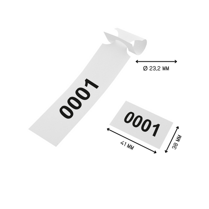 Étiquettes à boucle numérotées - 250 x 38 mm - avec perforation - 200 étiquettes