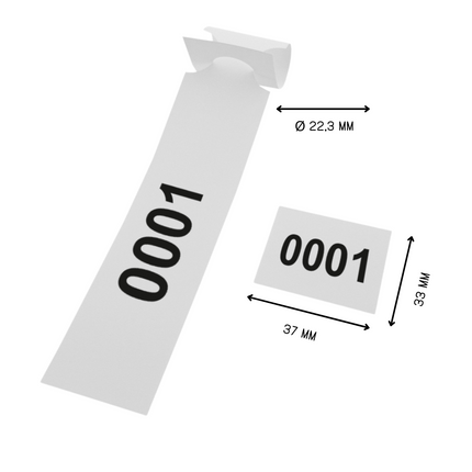 Étiquettes à boucle numérotées - 250 x 33 mm - avec perforation - 198 étiquettes