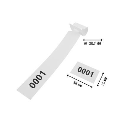 Étiquettes à boucle numérotées - 250 x 25 mm - avec perforation - 200 étiquettes