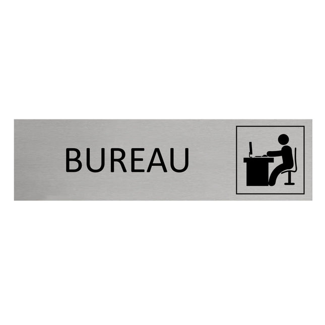 Plaque de porte Bureau -  aluminium - 165 x 45 mm