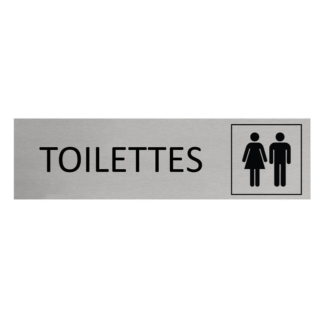 Plaque de porte Toilettes -  aluminium - 165 x 45 mm