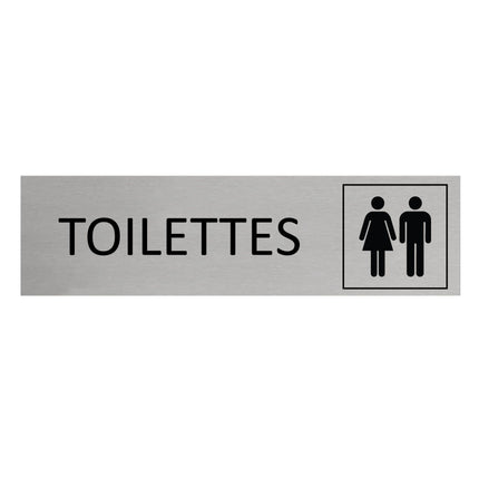 Plaque de porte Toilettes -  aluminium - 165 x 45 mm