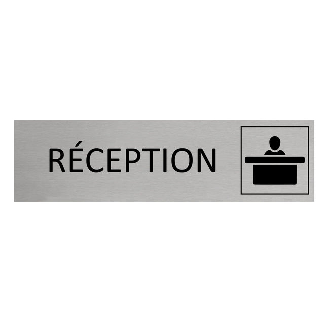 Plaque de porte Réception -  aluminium - 165 x 45 mm