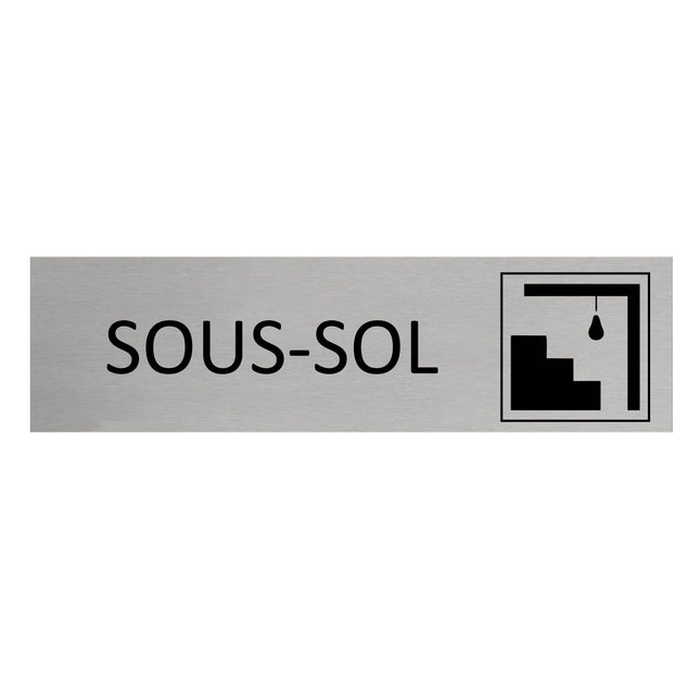 Plaque de porte Sous-sol -  aluminium - 165 x 45 mm