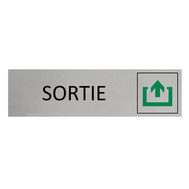 Plaque de porte Sortie -  aluminium - 165 x 45 mm