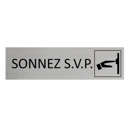 Plaque de porte Sonnez S.V.P -  aluminium - 165 x 45 mm