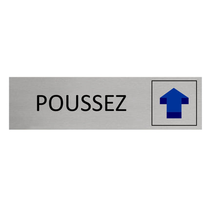 Plaque de porte Poussez -  aluminium - 165 x 45 mm