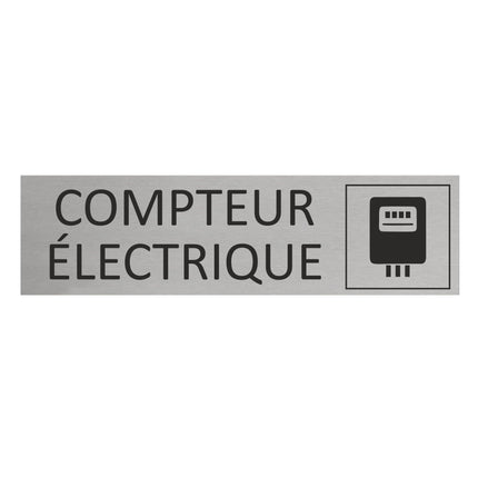 Plaque de porte Compteur électrique -  aluminium - 165 x 45 mm
