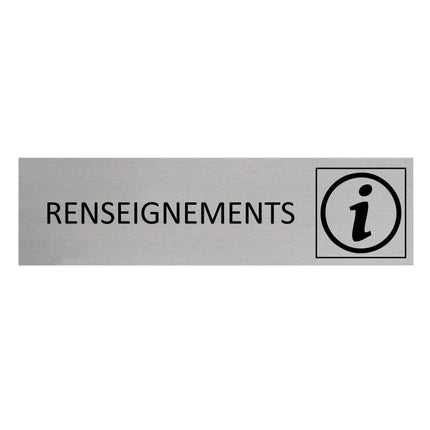 Plaque de porte Renseignements -  aluminium - 165 x 45 mm