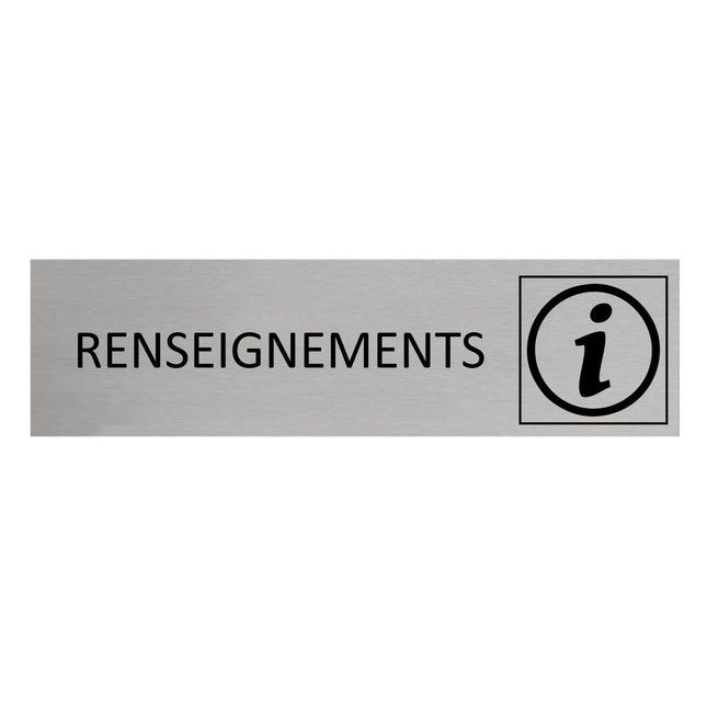 Plaque de porte Renseignements -  aluminium - 165 x 45 mm