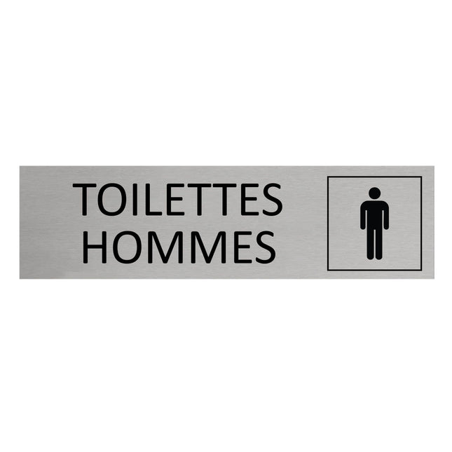 Plaque de porte Toilettes hommes -  aluminium - 165 x 45 mm