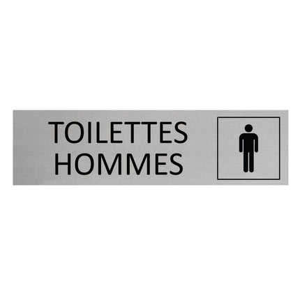 Plaque de porte Toilettes hommes -  aluminium - 165 x 45 mm