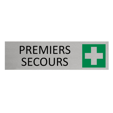 Plaque de porte Premiers secours -  aluminium - 165 x 45 mm