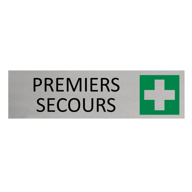 Plaque de porte Premiers secours -  aluminium - 165 x 45 mm