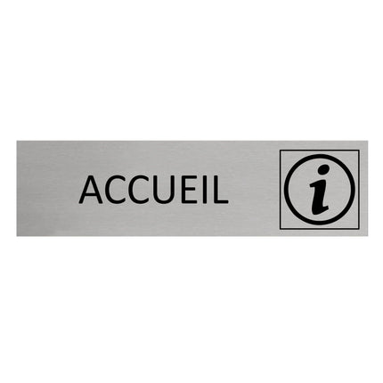 Plaque de porte Accueil -  aluminium - 165 x 45 mm