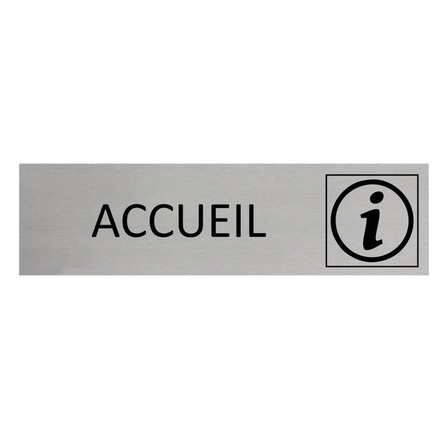 Plaque de porte Accueil -  aluminium - 165 x 45 mm