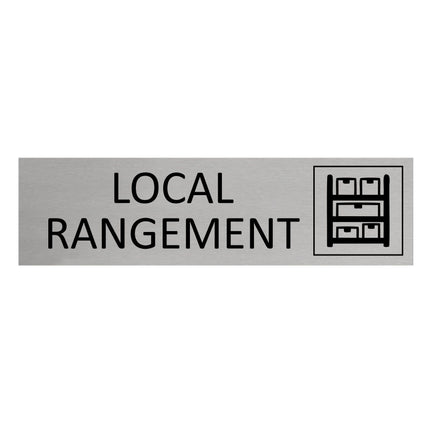 Plaque de porte Local Rangement -  aluminium - 165 x 45 mm