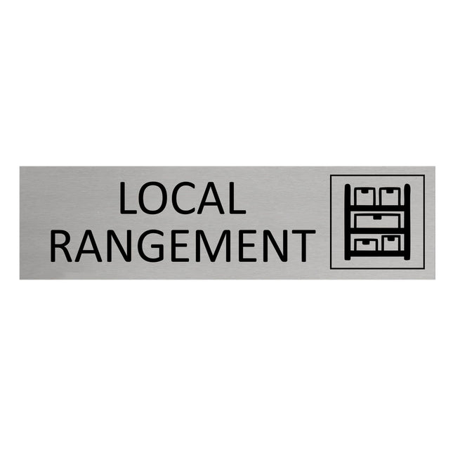 Plaque de porte Local Rangement -  aluminium - 165 x 45 mm