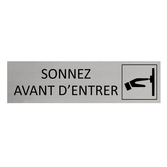 Plaque de porte Sonnez -  aluminium - 165 x 45 mm