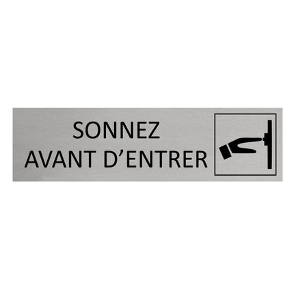 Plaque de porte Sonnez -  aluminium - 165 x 45 mm