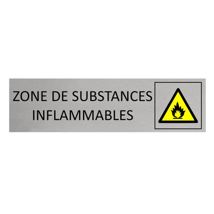 Plaque de porte Zone de substances inflammables -  aluminium - 165 x 45 mm