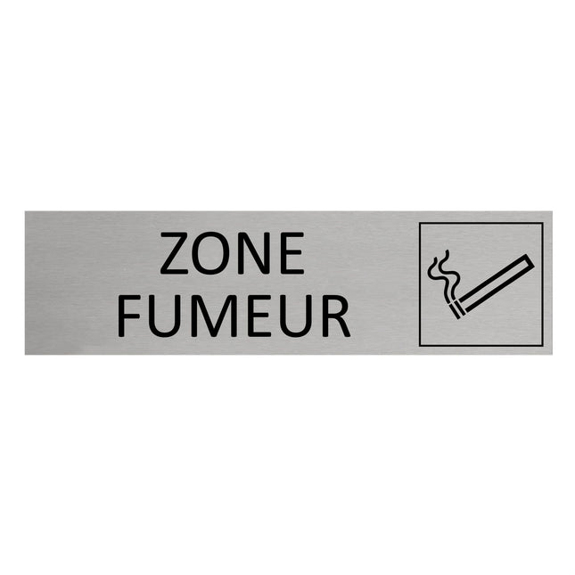 Plaque de porte Zone fumeur -  aluminium - 165 x 45 mm