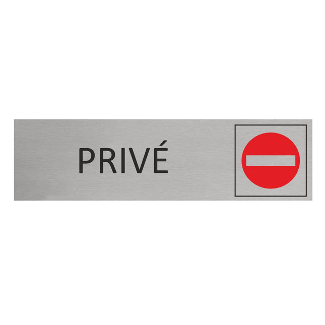 Plaque de porte Privé -  aluminium - 165 x 45 mm