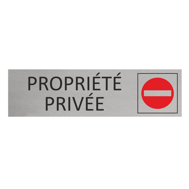 Plaque de porte Propriété privée -  aluminium - 165 x 45 mm
