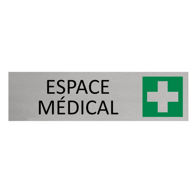 Plaque de porte Espace médical -  aluminium - 165 x 45 mm