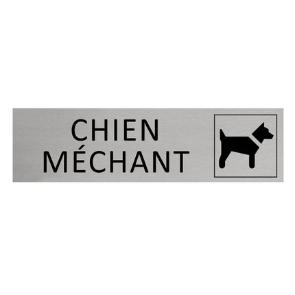 Plaque de porte Chien méchant  -  aluminium - 165 x 45 mm