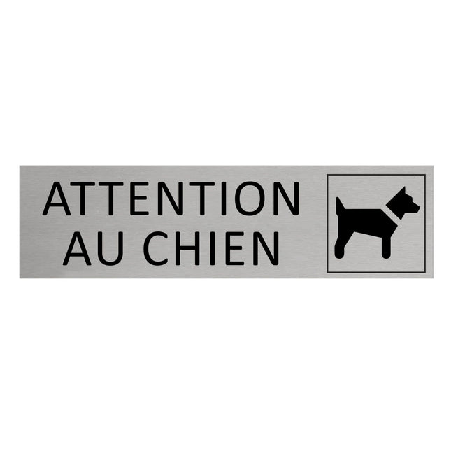 Plaque de porte Attention au chien -  aluminium - 165 x 45 mm