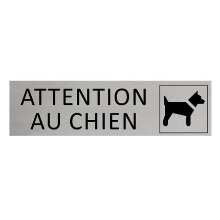 Plaque de porte Attention au chien -  aluminium - 165 x 45 mm