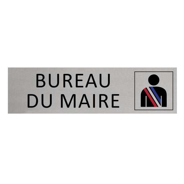 Plaque de porte Bureau du maire -  aluminium - 165 x 45 mm