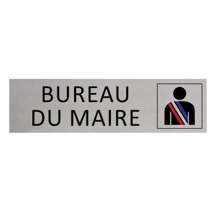Plaque de porte Bureau du maire -  aluminium - 165 x 45 mm