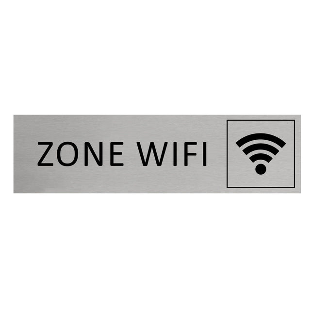 Plaque de porte Zone WiFi -  aluminium - 165 x 45 mm