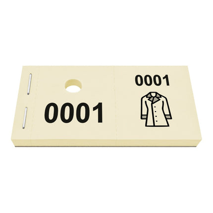Carnet de tickets vestiaire avec trou avec symbole d'un manteau - 1000 tickets