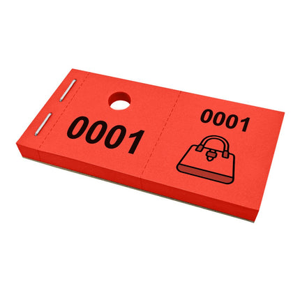 Carnet de tickets vestiaire avec trou avec symbole d'un sac à main - 1000 tickets