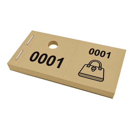 Carnet de tickets vestiaire avec trou avec symbole d'un sac à main - 1000 tickets