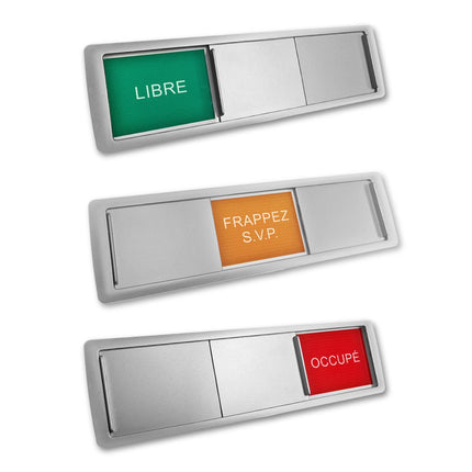 Plaque de porte Libre - Frappez S.V.P. - Occupé - 178 x 50 mm