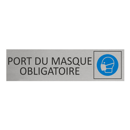 Plaque de porte Port du masque obligatoire -  aluminium - 165 x 45 mm
