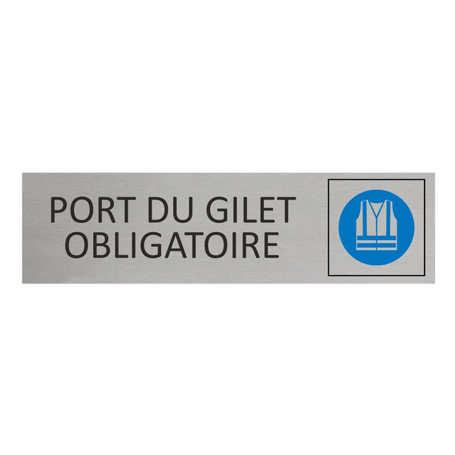 Plaque de porte Port du gilet obligatoire -  aluminium - 165 x 45 mm