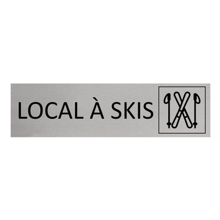 Plaque de porte Local à skis -  aluminium - 165 x 45 mm