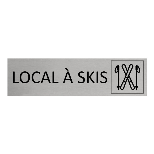Plaque de porte Local à skis -  aluminium - 165 x 45 mm