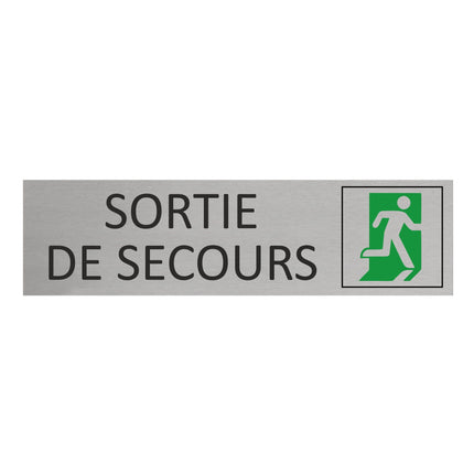 Plaque de porte Sortie de secours -  aluminium - 165 x 45 mm
