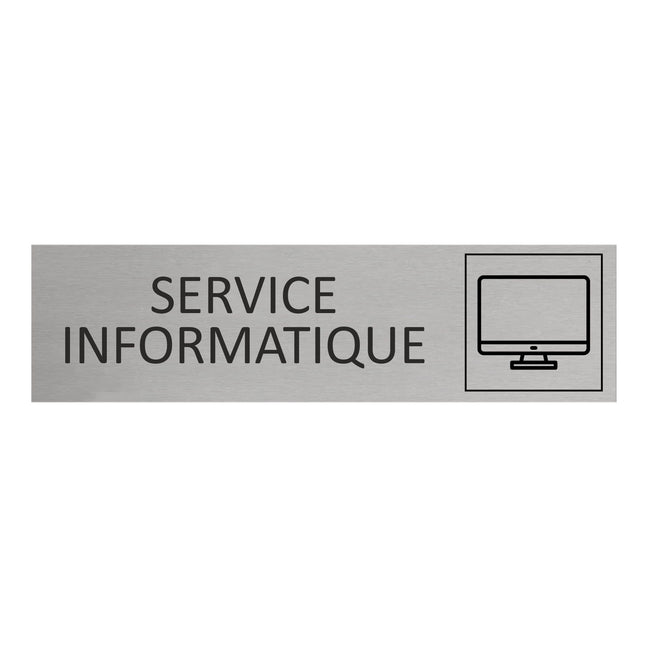 Plaque de porte Service informatique -  aluminium - 165 x 45 mm