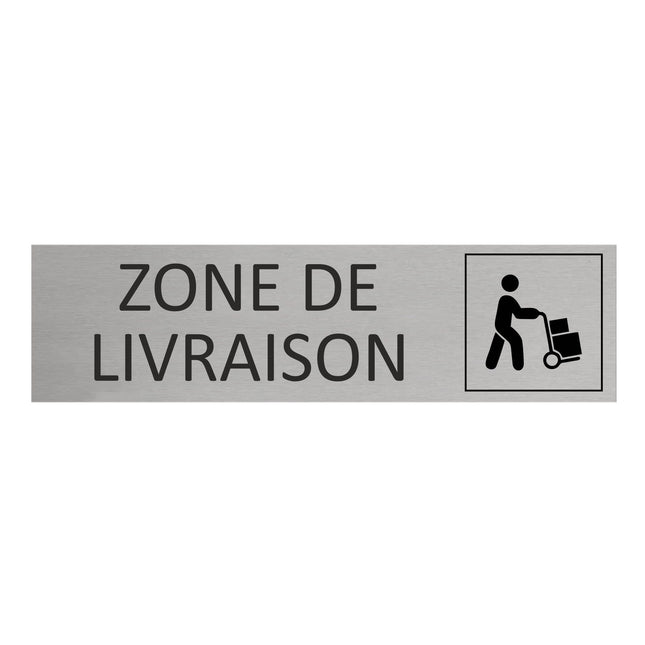 Plaque de porte Zone de livraison -  aluminium - 165 x 45 mm