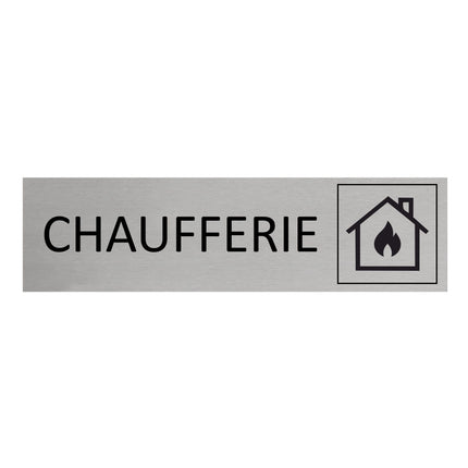 Plaque de porte Chaufferie -  aluminium - 165 x 45 mm